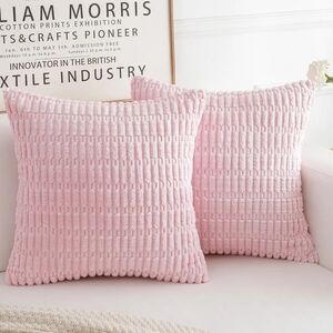 Cozy Pink Chenille Throw Pillow Covers (Set of 2)